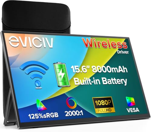 EVICIV 15.6" Drahtloser Portable Monitor mit 8000-mAh Akku 125% sRGB – Ansicht 1