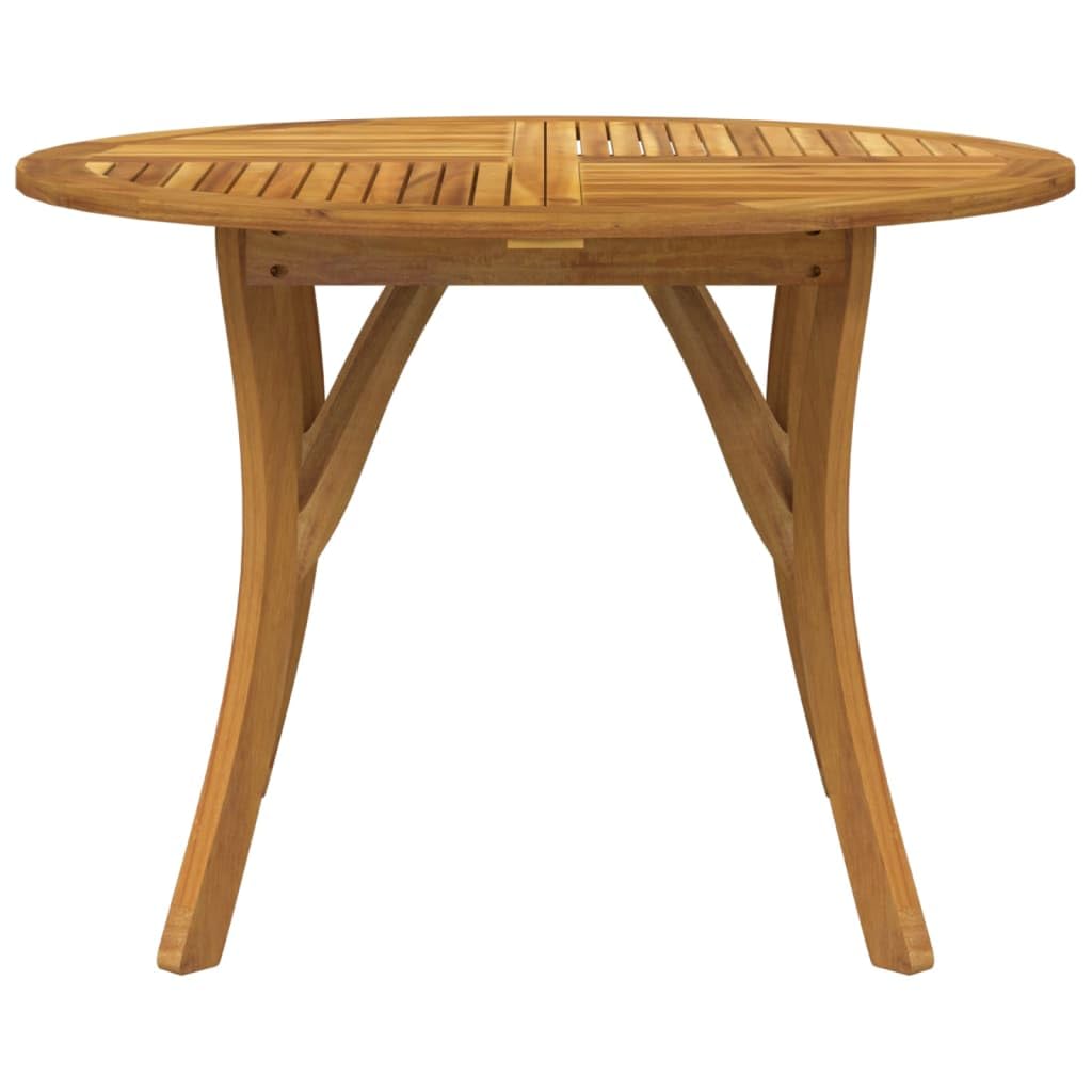 Stół ogrodowy Ø 110 cm, lite drewno akacjowe, odporny na warunki atmosferyczne, na taras, balkon, do użytku na zewnątrz, stabilny stolik pomocniczy z drewna, idealny do jedzenia, pikniku