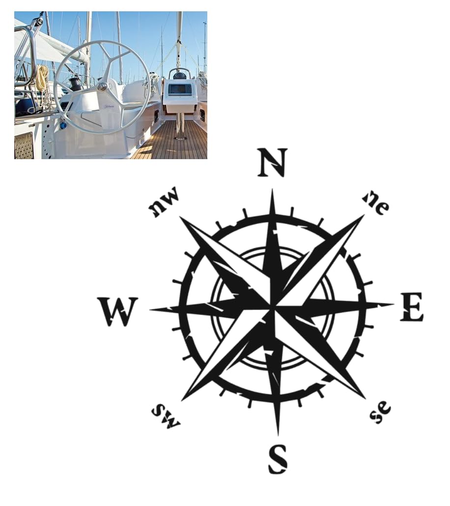 Compass Sticker for Outdoor and Indoor (RPT 53) (9 cm, Black 5/1)