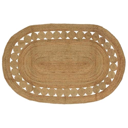 Tapis tissé à la main en jute naturelle de style bohème rustique 152x245