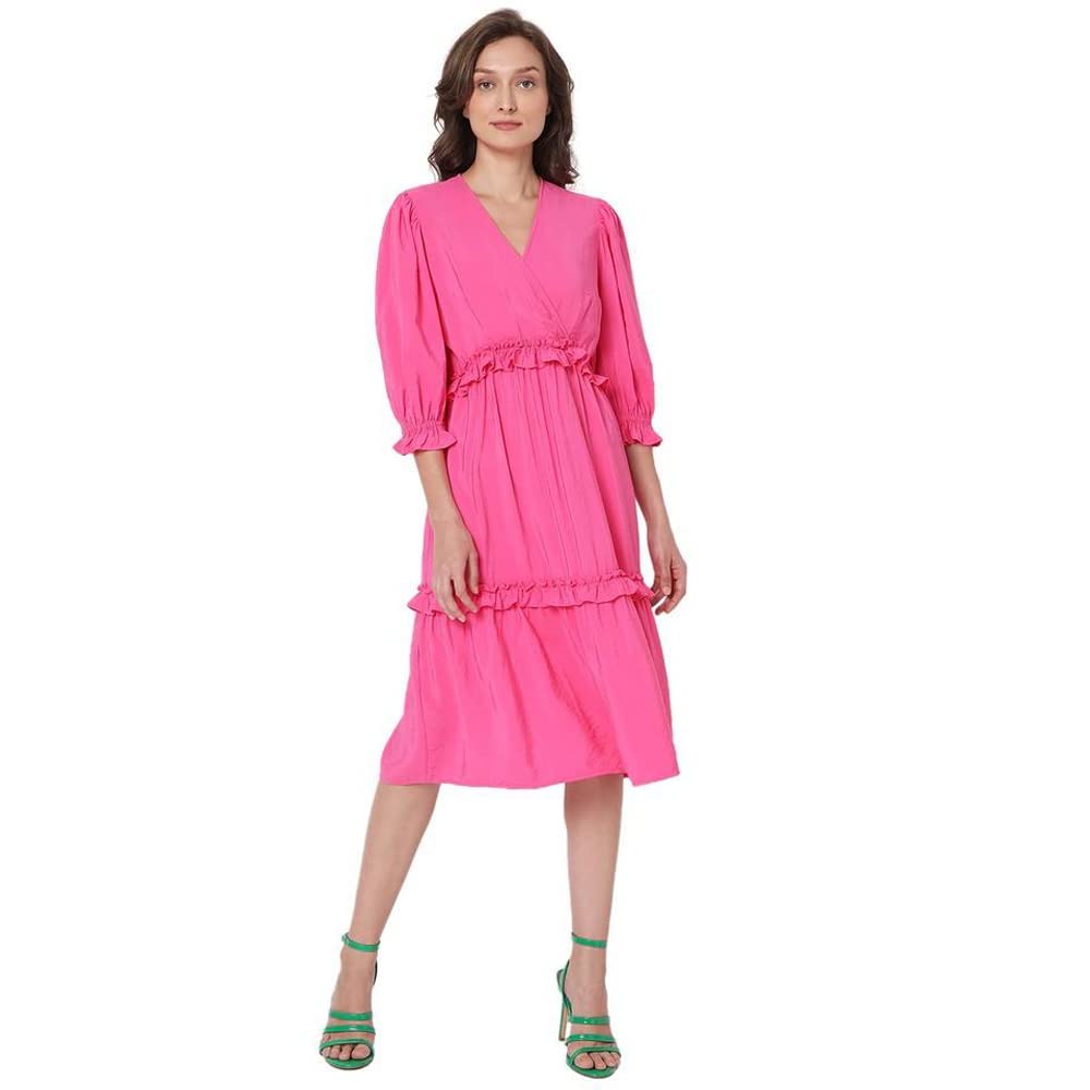 VERO MODAWomen's Knee Length Viscose A-Line Dress
