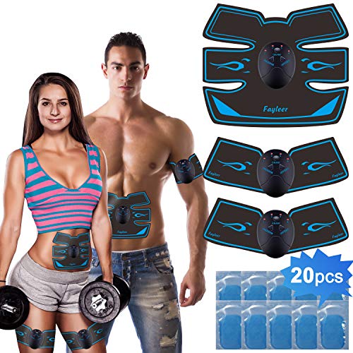 fayleer Electroestimulador Muscular Abdominal Estimulador Muscular Abdominal para Abdomen Cintura Pierna Brazo Glúteos para Hombre y Mujeres con 20PCS Reemplazo Gel Pad