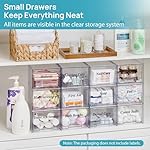 Vtopmart 4 Pack Small Clear Stackable Storage Drawers,Acrylic Bathroom Makeup Organizer,Plastic Storage Bins For Vanity, Undersink, Kitchen Cabinets, Pantry, Home Organization - Image 3
