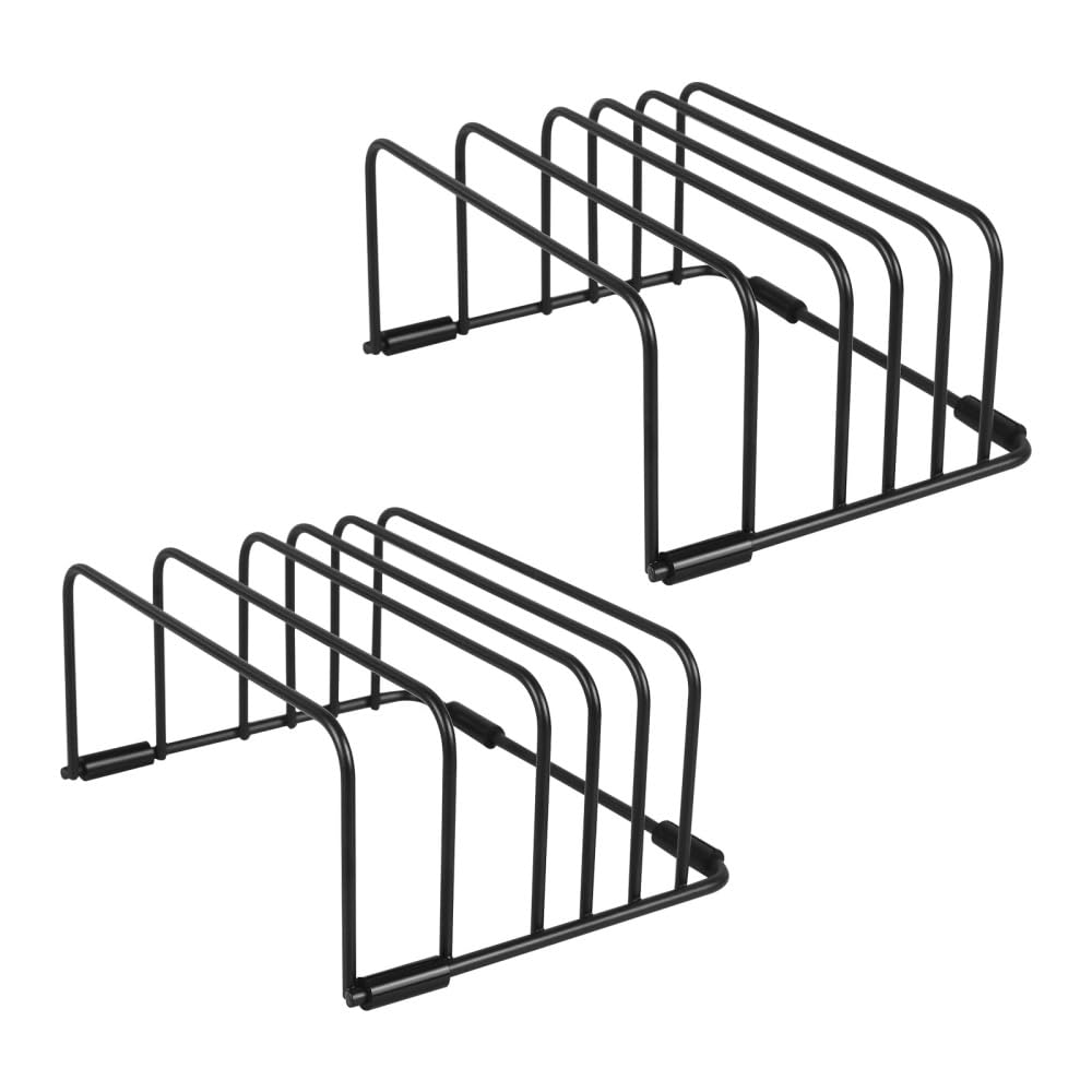 Dongker Black Cutting Board Organizer,2 Pcs Countertop Bakeware Organizer With 5 Slots For Baking Trays Cutting Boards Dishes Pots Pans Books Magazines Newspapers