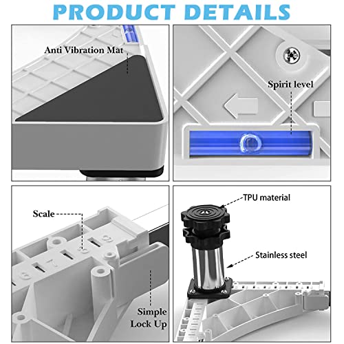 Seisso Fridge Stand-Adjustable Washing Machine Base Stand With 4 Heavy Duty Feet Increase 7-8.6Inch Height Universal Dryer Stand For Refrigerator Furniture Washing Dryer Max Load 770 Lb (350 Kg) #TOP1