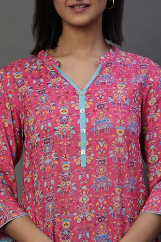 Image of Aurelia Women's Floral Print Rayon Straight Kurti