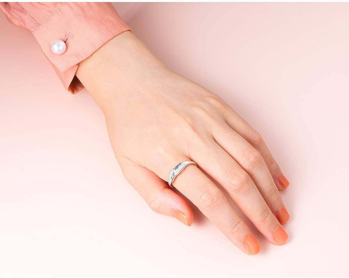 FLYOW I am Enough Rings 925 Sterling Silver CZ Ring Encouragement Jewelry Birthday Gift for Women Teen Girls Ring Size 5-10