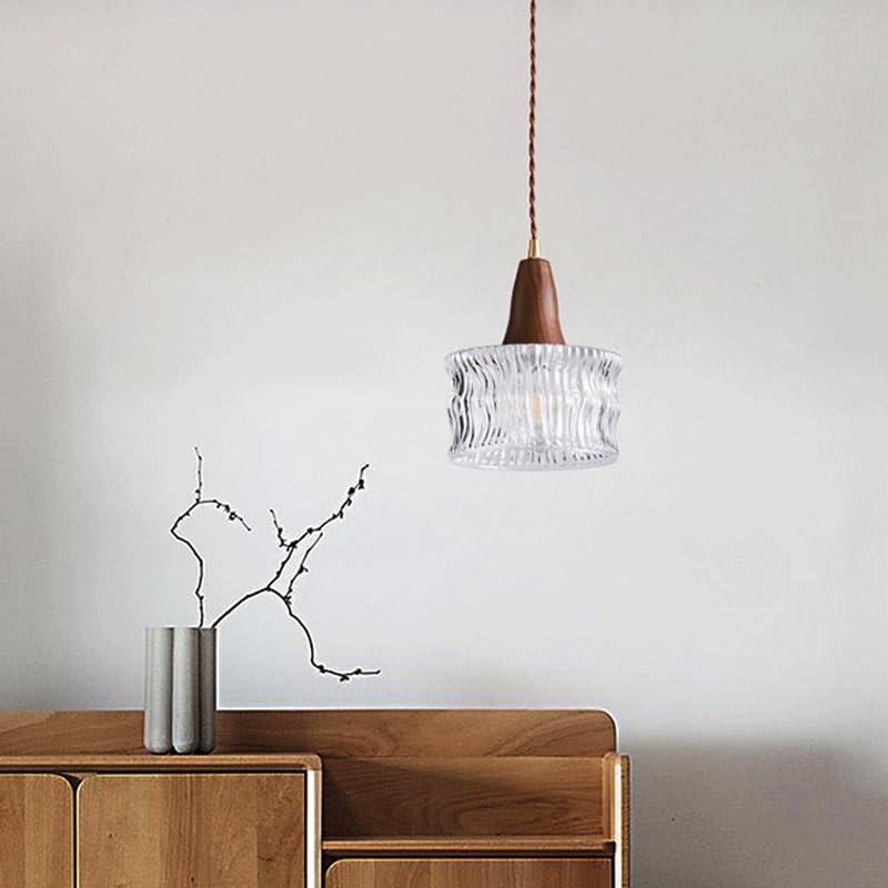 Suspension LED anti-éblouissement lustre en bois réglable pour table
