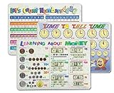 Learning Placemats: Telling Time, Counting Numbers, Learning Money