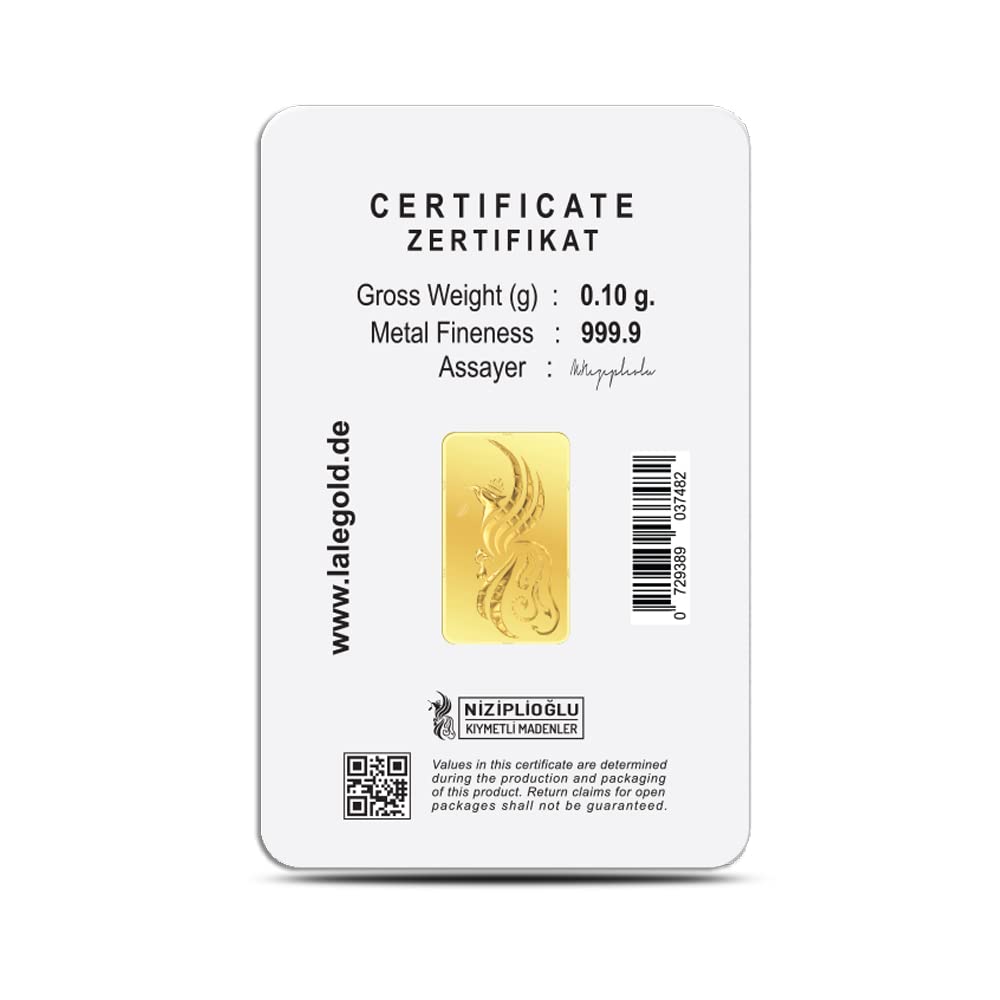 Goldbarren 0.1 Gramm Top - Geschenk Feingehalt 999,9 Goldbarren 0,10g. (Viel Glück)