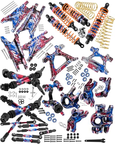 RCHuiWow RC Upgrades Part for 1/10 Slash/Rustler/Stampede 4x4(VXL),Driveshafts,Shock Absorber,A Arms,Shock Towers,Turnbuckles,Caster Block,Steering Blocks,Rear Stub Axle Carriers,Steering,Colorful