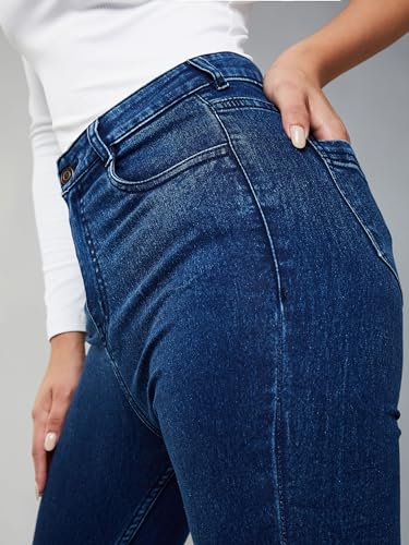 Image of Dolce Crudo Women's Skinny Fit High Rise Cropped Length Stretchable Denim Jeans