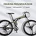 EUROBIKE YH-G7 Folding Mountain Bike 27.5 Inches Wheels 21 Speed Full Suspension Dual Disc Brakes Foldable Frame Bicycle for Men (3-Spoke ArmyGreen)