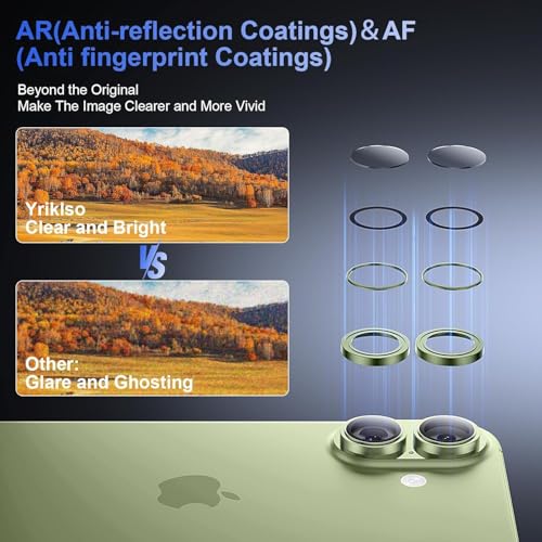 Image of Choiche Camera Lens Protector Compatible for iPhone 17 (Green) - 9H Tempered Glass Camera Cover, HD Clear Anti-Scratch Screen Protector with Metal Ring Decoration, Case Friendly, Night Shot Safe
