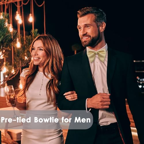 Image of Luckyvestir Oversized Bow Ties for Men, Pre Tied Clip on Men's Black Bowtie for Wedding Tuxedo Banquets Formal Wear