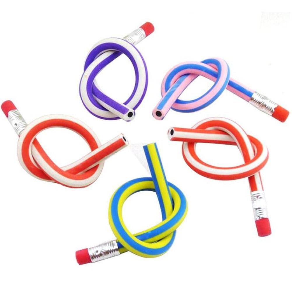 Ayrsjcl Random 5Pcs Flexible Soft Pencil Magic Bendy Pens Cute Stationerywith Eraser Student School Office Supplies