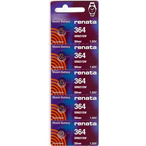 Batería de reloj botón Renata 364, paquete x5 miniatura 1