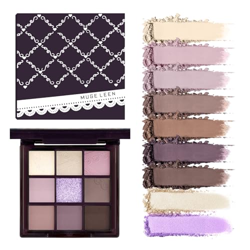 Flintronic 9 Farben Matt Lidschatten Palette und Schimmernde, Pigmentierte Lidschattenpalette Bunt, Wasserdicht, Langlebig Eyeshadow Palette für Frauen und Mädchen, Party, Festival (Lila)