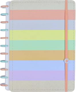 Caderno Inteligente, Grande, G+, Arco íris Pastel, 215x280 mm, 140 Folhas