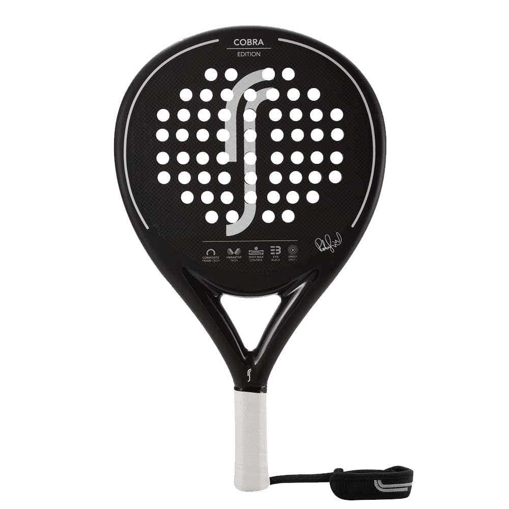 RS Sports Padel Racket Cobra Edition Shape Round Easy to Play Frame and Face Japanese Lightweight Fiberglass Core of Eva Soft EV30 Black & White