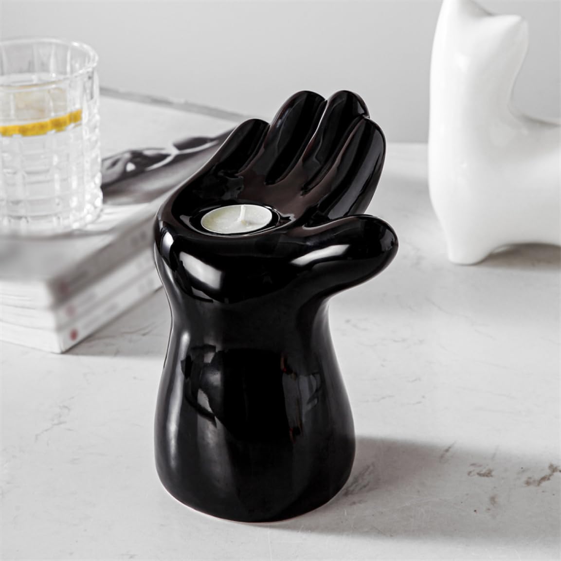 アイアンと陶器のキャンドルフォルダーアンティーク