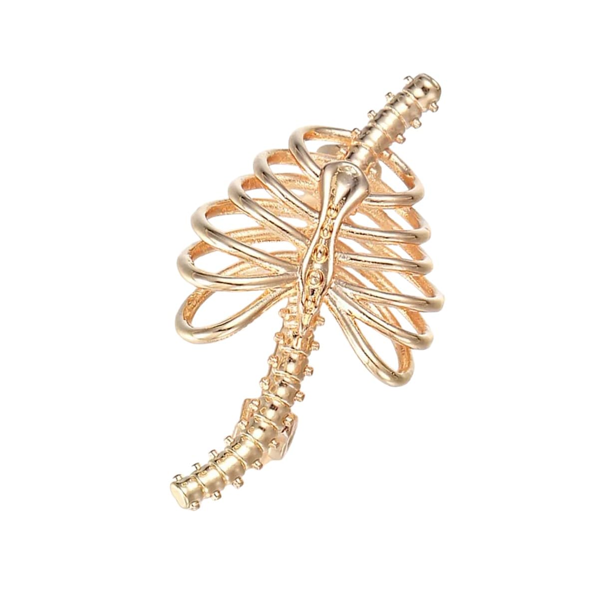 New 2025 Ribcage Pin Skeleton Brooch Anatomy Bone Science Gold Color Spine Specimen for Nurse Doctor Lapel Badge Jewelry Fashion Accessories Creative Gift