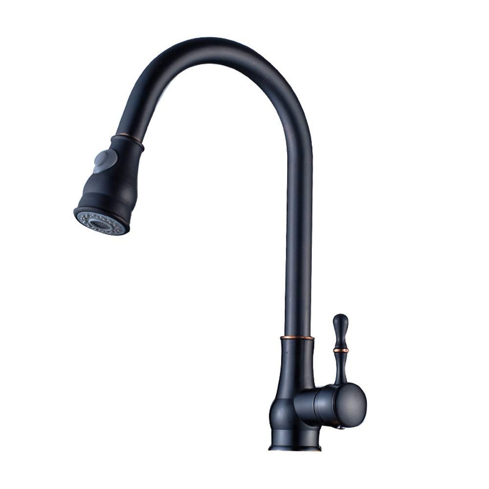 Saque el Cabezal rociador Grifo de Cocina Resorte Grifo de Agua fría y Caliente Mezclador Grifo para Fregadero de Cocina Cromado Una Sola manija Se Puede Girar Grifo para Recipiente (A)