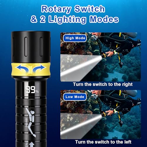 Luz de buceo para esnórquel y exploración nocturna con linterna recargable WINDFIRE 3