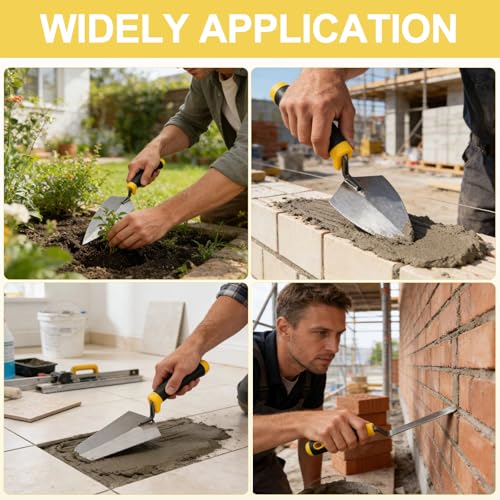 WRENYZK 3 Pcs Masonry Tool Set, 6\" Gauging Trowel Pointing Trowel Set with Soft Grip, Masonry Hand Tools for Brickwork, Blockwork, Stonework, Masonry