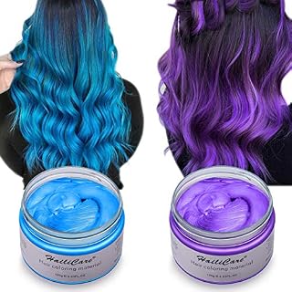 Hair Color Wax, Unisex Disposable Blue and Purple Hair Dye, Hairstyle Coloring Cream