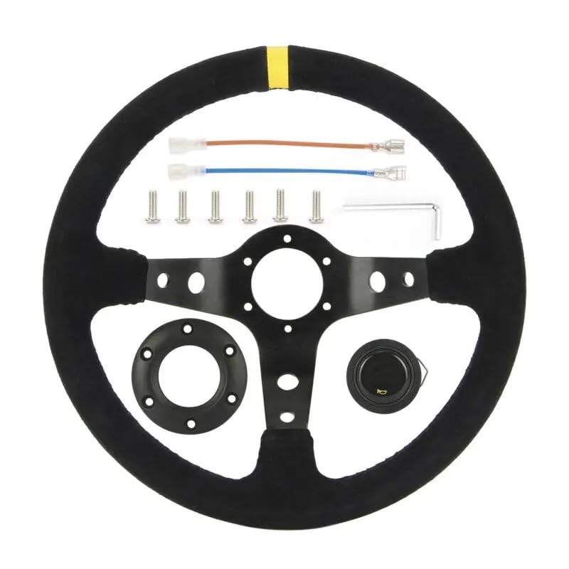 Sportlenkrad Universal, Racing-Lenkrad 350mm 14 Zoll Auto Lenkrad Drift Racing Spiel Universal 70mm PCD