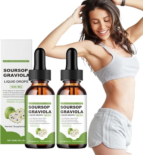 JWMSXYQR Extracto de guanábana orgánica, Gotas líquidas de guanábana, Gotas de guanábana sin azúcar ni Gluten, promueve la Salud digestiva