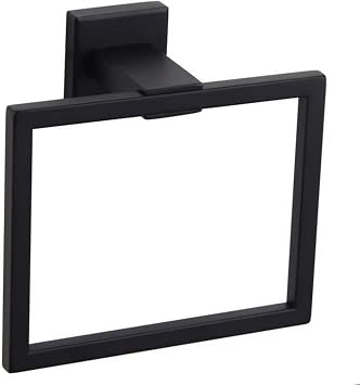 Square Towel Ring Black Hand Towel Holder KWQKEM Wall Mounted Hand Towel Rack Stainless Steel Kitchen Towel Holder Hand Towel Bar Bathroom Accessories for Towel Storage Matte Black