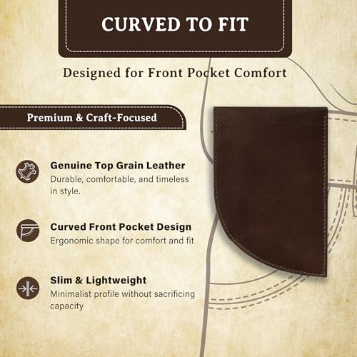 Image of Men's Genuine Leather Wallet for Men - Slim Curved Billfold w / 3 ID Slots