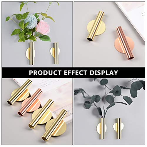 Juego de 2 floreros de pared metálicos colgantes en rosa dorado miniatura 7