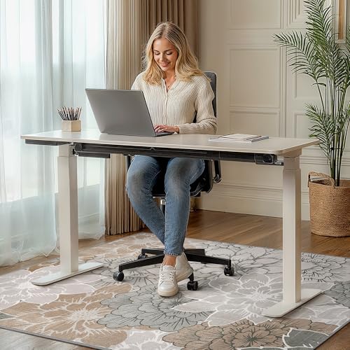 36"x48" Office Chair Mat for Hardwood Tile Floor, Under Desk Carpet Protector for Rolling Computer Chair Mat, Machine Washable Area Rug, Anti-Slip 1/5" Thick Low Pile Thin Vinyl Floor Mat, Taupe Grey by BESBLEE - Image 2