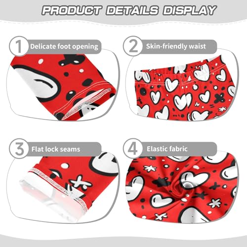 Girls Leggings Black Heart Kids Length Leggings Pants Toddler Athletic Soft Modern Red Tights Trousers 4T3