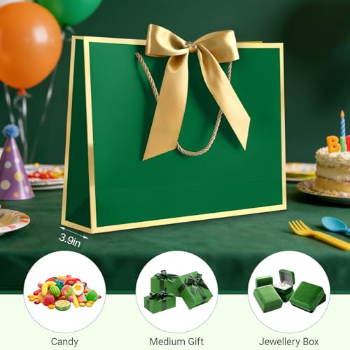 Image of JMANNI Gift Bags with Handles, 11 inch Small Gift Bags with Tissue Paper | 2 Pcs Green Bags, 4 Tissue Paper and 2 Cards, for Baby Shower, Wedding Bridal Shower, Birthday Party