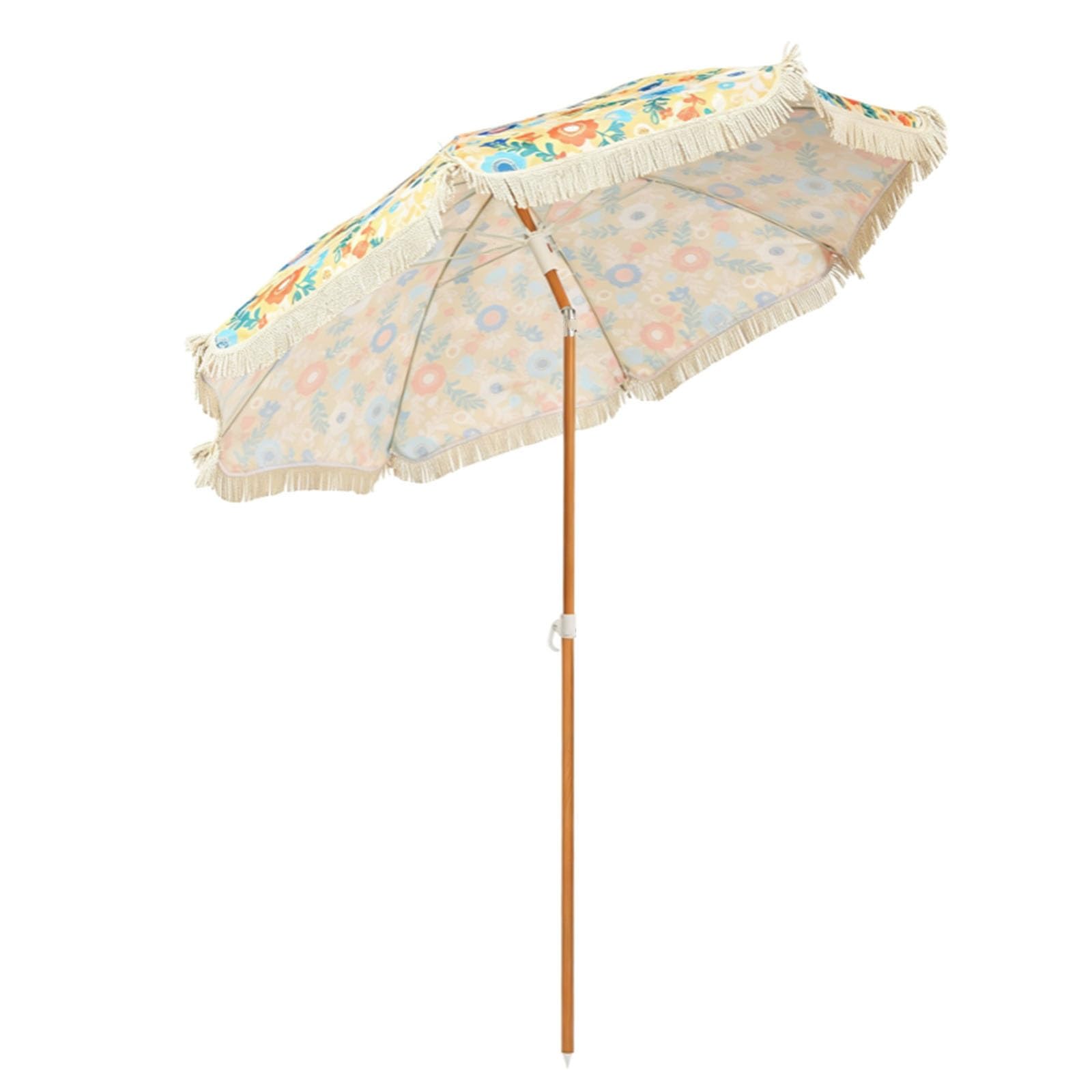 Parasol Ogrodowy Z Frędzlami O Długości 1,6 M, Stalowy Parasol Ze Środkowym Słupkiem, Wodoodporny I Chroniący Przed Słońcem Parasol Plażowy, Regulowany W Zakresie 180°.