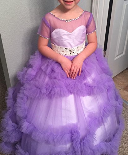 Stunning V-Back Luxury Pageant Tulle Ball Gowns for Girls 2-12 Year Old3