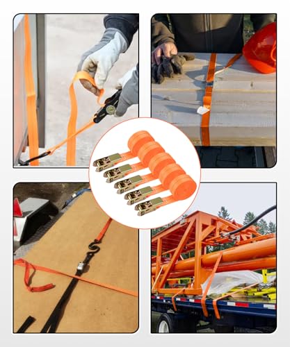 Ouxayapl 5 Stück Spanngurte mit Ratsche, 2Mx 25 MM, Zurrgurte mit Ratsche für Auto, Sackkarre, Motorrad, Gepäck, Camping, Transport - Belastbarkeit 800kg-Robust & Wetterfest