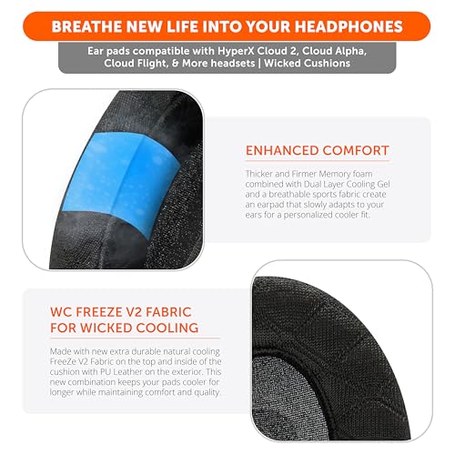 Coussinets d'oreille gel rafraîchissant casque HyperX Cloud Wicked Cushions Freeze V2 mousse inclinée - 4