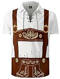 linocouton camicia da uomo oktoberfest tedesco in pelle bavarese stampa manica corta, bianco, m
