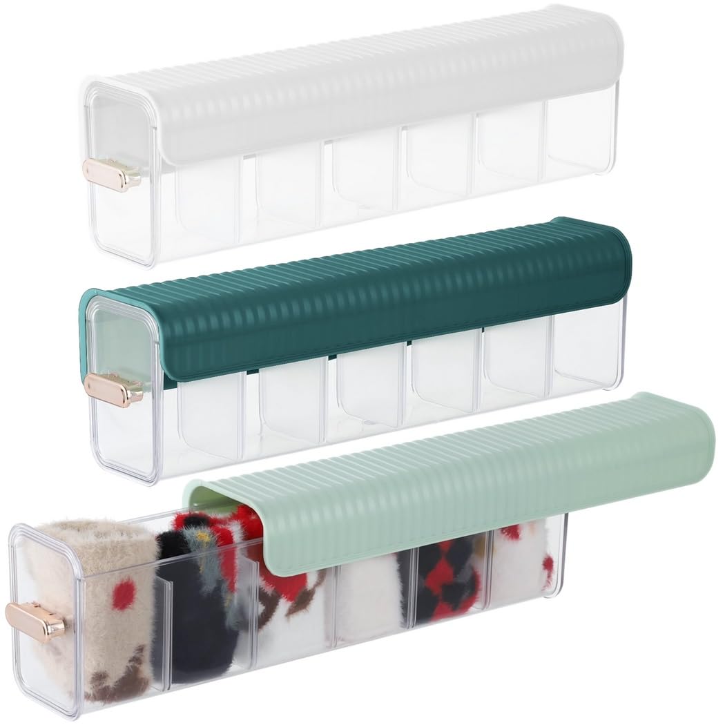Organisateur de tiroir mural transparent 3 pièces, design sans perforation pour chaussettes, sous-vêtements et cravates