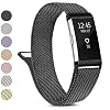 Metal Band Compatible with Fitbit Charge 2 Bands Women Men, Stainless Steel Mesh Loop Adjustable Wristband Replacement Strap for Fitbit Charge 2