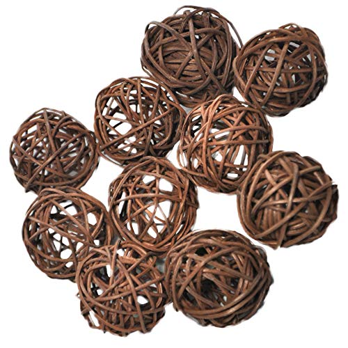 Set Of 10Pcs Natural Wicker Rattan Balls Table Wedding Party Christmas Decoration (Diameter 1.6 Inch, Dark Brown) #TOP11