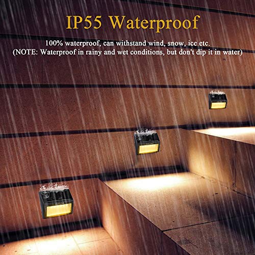 Dhelink 8 Pack Outdoor Solar Deck Lights, 6 Led Solar Step Lights Outdoor Waterproof Warm White Auto On/Off Solar Powered Stair Lights Lighting For Fence Yard Patio Garden Pathway Walkway #TOP4