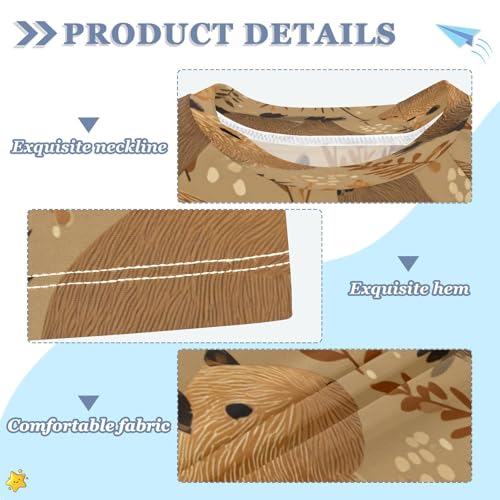 Boys Short Sleeve T-Shirts Capybara Wheat Brown Rashguard Kids Swim Shirts Sun UPF 50+3