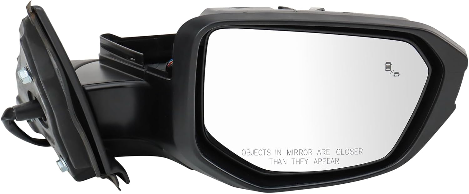 TRQ Passenger Side Power Heated Mirror Smooth Black Paint to Match Compatible with 2021-2022 Honda Insight HO1321353