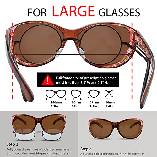 Image of The Fresh High Definition Polarized Wrap Around Shield Sunglasses for Glasses - Leather Eyeglasses Case